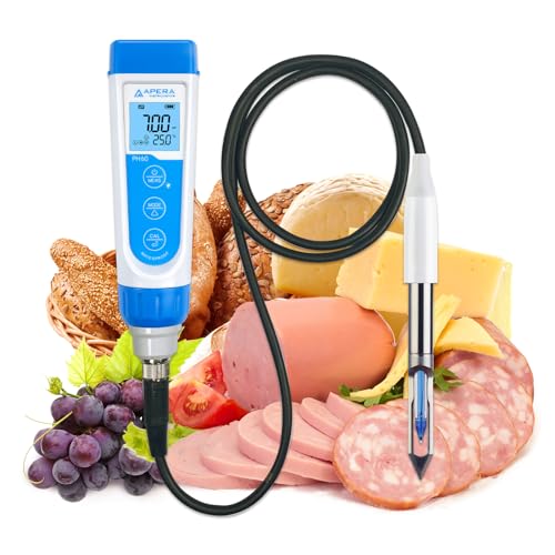 Apera Instruments PH60-MT Handheld pH Meter Tester Kit with LabSen 765 pH/Temp. Blade Spear Electrode for Lab-Grade pH Measurement in Meats and Solid Food Samples - style: For Meats
