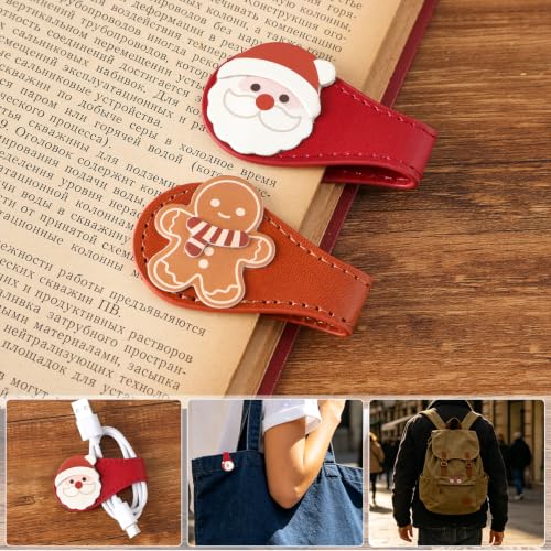 4PCS Christmas Leather Magnetic Bookmarks Set, Festive Xmas Book Markers for Reading Women & Men, Holiday Reading Accessories for Book Lovers，Adults & Kids, Unique Christmas Stocking Stuffers - style: Christmas