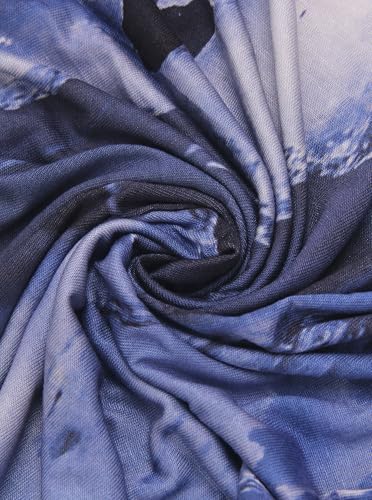 Printed Jersey Cotton Scarf for Women, Stretch Soft Hijab, Lightweight Breathable Head Wrap for All Seasons - color: Mctlp2538-b Pattern