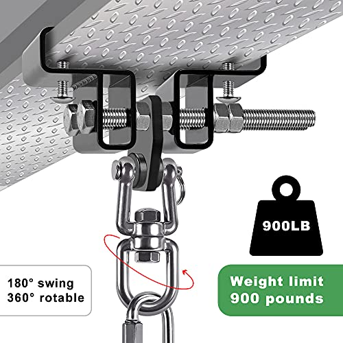 Punching Bag Hanger for I Beam 880 LBs Capacity Heavy Bag Mount Width Adjustable Boxing Bag Holder & Steel Beam Clamp for Beam - color: Hanger & Carabiner & 360°Swivel(1 Pack)