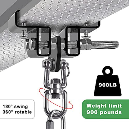 Punching Bag Hanger for I Beam 880 LBs Capacity Heavy Bag Mount Width Adjustable Boxing Bag Holder & Steel Beam Clamp for Beam - color: Hanger & Carabiner & 360°Swivel(1 Pack)