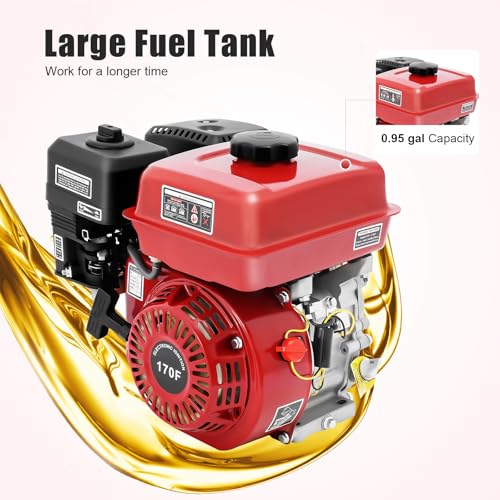 4-Stroke 7.5HP Gas-Powered Engine, 212CC Gas Powered Engine with Large Fuel Tank High-Precision Carburetor and Low Oil Alarm Light, Forced Air Cooling System Pull Start Portable Gas Engine - size: 7.5HP 212CC RED