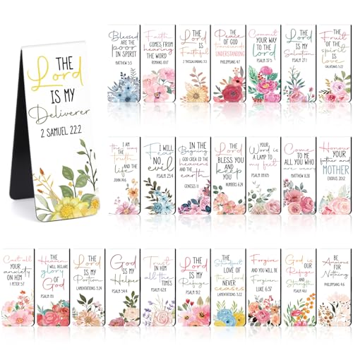 Bible Verse Magnetic Bookmarks - 30 PCs Christian Floral Book Marks for Reading Women Bulk Religious Inspirational Page Markers for Girls Kids Students School Scripture Church Faith Gifts - style: Bible Verse