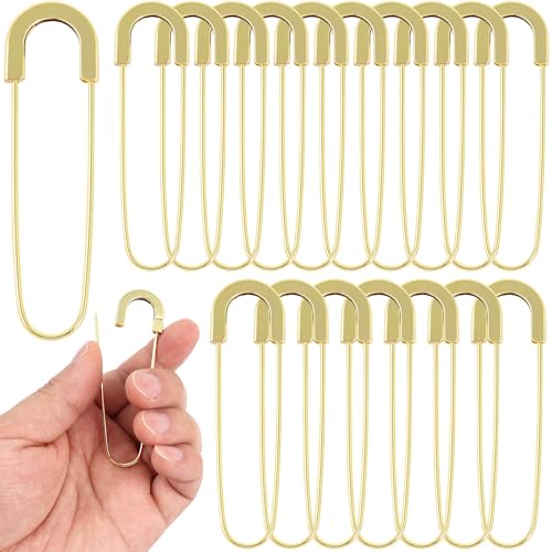 Extra Large Safety Pins Heavy Duty 3 Inch-20 PCS Coilless Pins Sewing Pin Brooches-Giant Gold Safety Pins Jumbo for Quilting, Clothes,Jewelry,Shawls, Crochet,Decorative(Pale gold-20pcs) - color: Pale Gold-20pcs