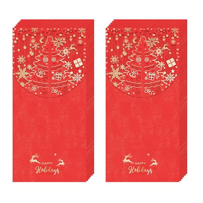 Holiday Christmas Money Holders for Cash Gift 12 Pcs, Xmas Red Envelopes Money Envelopes with Gold Foil & Laser Cut, Christmas Currency Envelope Cash Stuffing Envelopes (Red) - size: Vertical，7"×3.4"
