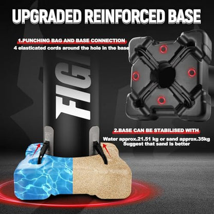 Standing Punching Bag for Adults, Upgrated Base Boxing Bag with Stand Kicking Bag with MMA Gloves and Pump, 0.7mm Thickening Material Heavy Bag for Home Gym Workout Muay Thai Fitness