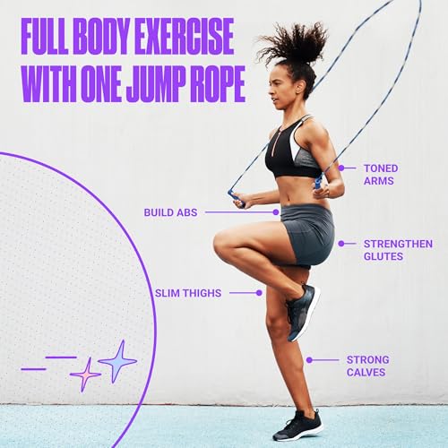 Sportbit Custom-Fit Beaded Jump Rope – Adjustable Length for Kids & Adults, Men & Women – Durable Fitness Rope for Gym & Home - color: Blue/White/Navy blue
