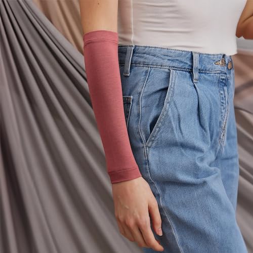Modest Arm Cover | Jersey Arm Cover | Modest Sleeve Covering for Muslim Women - color: Garnet Rose