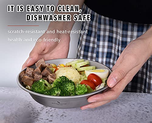 Boundless Voyage Ultralight Titanium Bowl Pan Plate Dish with Carry Bag Outdoor Camping Portable Tableware Cookware (Ti1112T (Shallow Bowl)) - color: Ti1112T (Shallow Bowl)