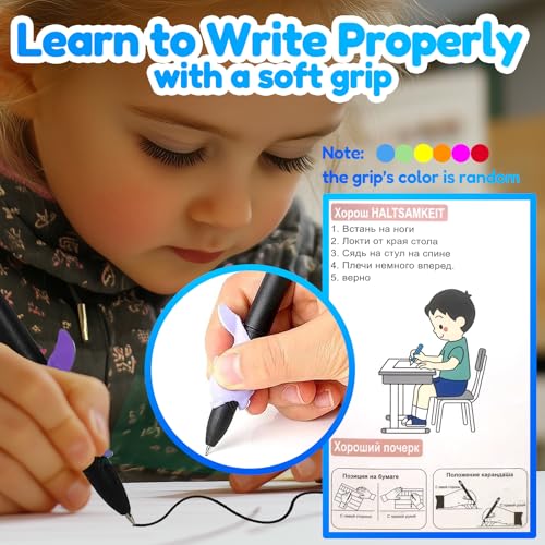 4 Magic Tracing Practice Books – Grooved Handwriting Russian Copybooks for Kids, Reusable Writing Practice Workbooks Without Tears, Disappearing Ink for Toddlers Preschool Learn (Russian) - color: Russian