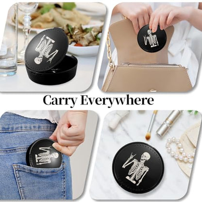 Retainer Case, Denture & Mouth Guard Orthodontic Aligner Case With Mirror & Ventilation, Black Skull - color: Black Skull