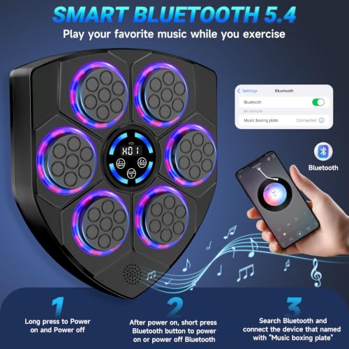 Music Boxing Machine, Interactive Punching Trainer with Boxing Gloves, Large Size Wall Mounted Electronic Boxing Target for Adult Kids, 9 Modes & 9 Speeds - color: Dark Black