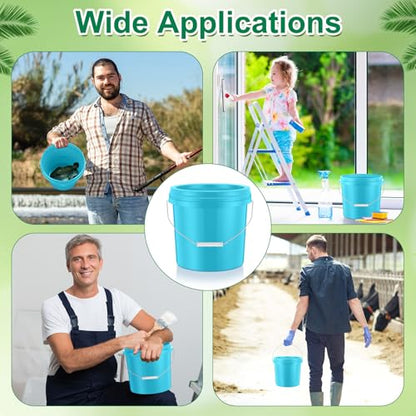 Tioncy 10 Pcs 2 Gallon Plastic Buckets with Lids and Handles,Light Blue | Storage Pails for Paint, Cleaning, Organizing, Durable Containers, Metal Handles, Plastic Material - color: Light Blue