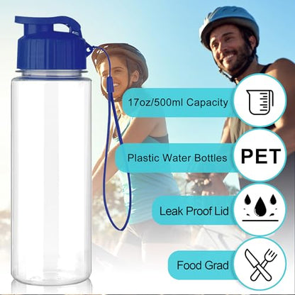 16 Pack Bulk Water Bottles-17oz Plastic Sports Water Bottles for Kids and Adults Leak Proof, Reusable for Gym Travel School Office, White - color: White