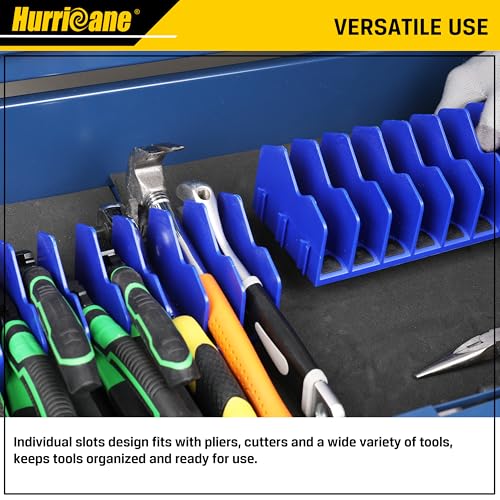 HURRICANE Plier Organizer Rack, 10-Slot Pliers Cutters Rack with Non-Slip Rubber Base, Tool Organizer, Tool Drawer Toolbox torage, Blue, Extendable Design, Fit 3” H, 1 Pack - color: blue