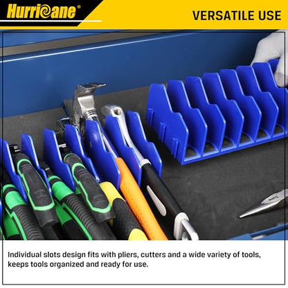 HURRICANE Plier Organizer Rack, 10-Slot Pliers Cutters Rack with Non-Slip Rubber Base, Tool Organizer, Tool Drawer Toolbox torage, Blue, Extendable Design, Fit 3” H, 1 Pack - color: blue