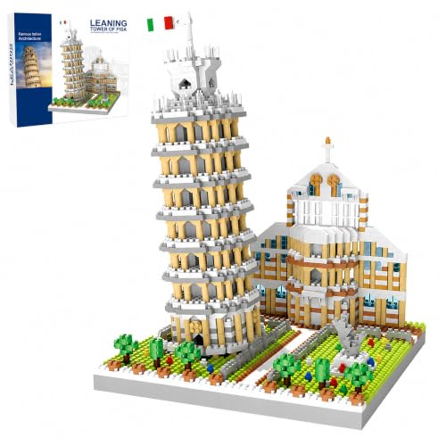 Leaning Tower of Pisa Micro Mini Building Blocks Set Italy Architecture Building Kits Famous Landmark Model Toys Gift for Adults Kids Teens 2500 PCS - style: The Leaning Tower of Pisa