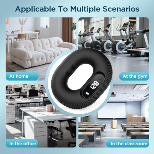 Smart Grip Strength Trainer with LED Display & Interactive App Game, Hand Grip Strengthener for Men Women, Adjustable 50lb Resistance Hand Exerciser for Forearm Finger, Stress Relief & Fitness Gadget, Black