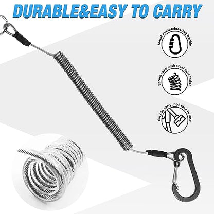 FLISSA Fish Gripper, Fish Lip Grip Tool with Carabiner and Spring Anti-Lost Rope, Durable Stainless Steel Fish Grabber Gripper, Lightweight Holder for Fishing, Corrosion Resistant & Portable