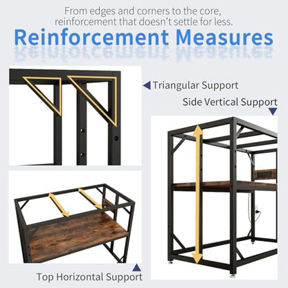 METYERRY 40 Gallon Fish Tank Stand with Power Outlet,Adjustable Shelf | 660 LBS Heavy Duty Metal Frame, Fits Fish Tanks Reptile Tanks and Turtle Tanks, Water Resistant Board, Home Aquarium Setup - color: Rustic Brown, size: 40 Gallon
