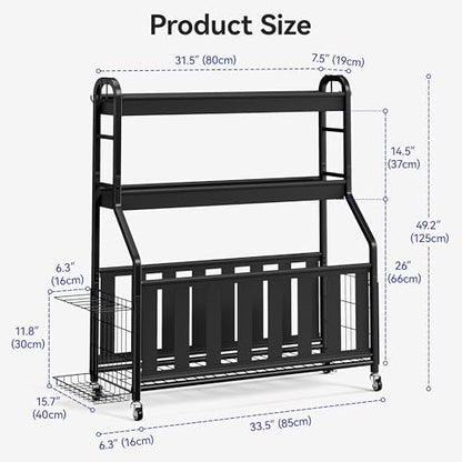 Sports Equipment Organizer, Large Capacity Garage Ball Storage Rack with Wheels, Heavy-Duty Rolling Ball Cart for Basketball, Soccer & Sports Gear