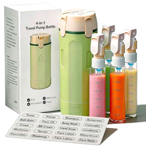 4 in 1 Travel Dispenser Bottle,4 Pack 30ML Travel Bottles for Toiletries, Leak Proof Travel Size Containers (Light Green, OneSize) - color: Light Green