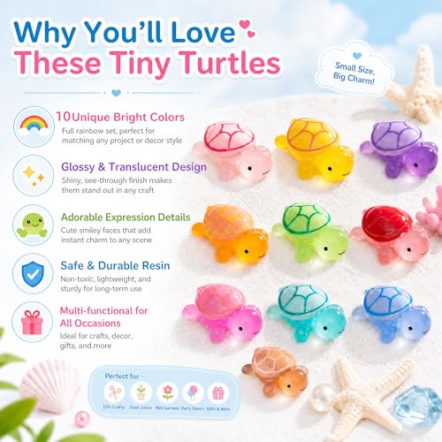 50 Pcs Luminous Small Resin Turtles Mini Sea Turtle Animal Figures | Glow in The Dark Tiny Sea Turtle Figures, Garden Figurines, DIY Dollhouse Fish Tank Micro Landscaping Fridge Wall Art Decor - size: Small