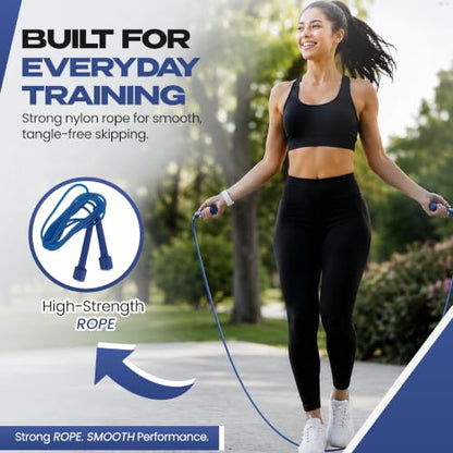 Green Hill Jump Rope for Youth & Adults – Adjustable Nylon Jumping Rope & Skipping Rope - Speed Rope for Fitness, Boxing, CrossFit, Gym & Home Workouts - color: Blue