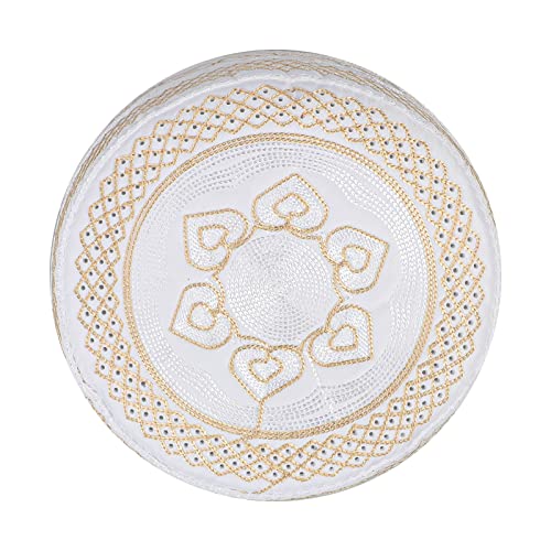Muslim Prayer Kufi Hat for Men Boys Islamic Beanie Skull Cap Prayer Headwear Embroidery Kofia Topi Sun Hat Ramadan Eid Gift - color: Yellow, Heart Embroidery