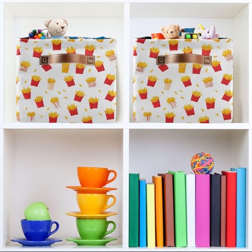 Pfrewn Storage Basket French Fries (1) Collapsible Rectangular Storage Boxes Organizer Shelf Basket Book Storage Bin for Nursery 1 Pack - size: 1 Pack