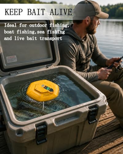 2026 New Bait Bucket Aerator for Fishing, Floating & Rechargeable IPX7 Waterproof Oxygen Pump, Ultra-Quiet Bubbler for Live Minnows, Portable Fish Tank & Aquarium Aerator