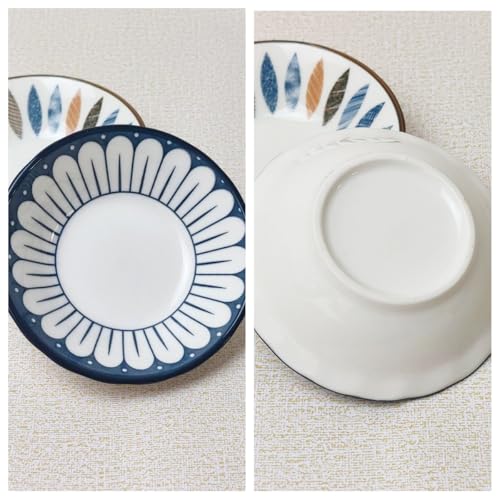 4 Pack 3 oz Small Soy Sauce Dish Ceramic Dipping Sauce Bowls | Japanese Style/Cute/Mini Dipping Bowls for Sushi,Side Dish,Ketchup,Dips,Condiment,Snack/BBQ Party/Stackable - color: Navy Blue