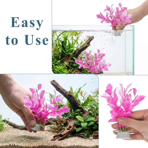 2 Pcs Betta Fish Tank Decor, Plastic Fish Decorations for Tank, Pink Aquarium Plants Ornaments for Betta Fishes Hammock Water Grass Accessories