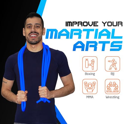 Resistance Bands - 16 Feet Long - 88 lbs Resistance - Strength Training Bands - Elastic Workout Bands - Wrestling Resistance Bands - Fitness & Home Workout Equipment - Resistance Training - color: Blue