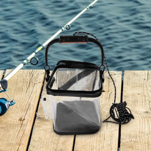 LIOOBO Thickened Transparent Fish Bucket Outdoor Folding Fishing Bucket Live Fish Carrier Lightweight Eva Barrel Easy to Store