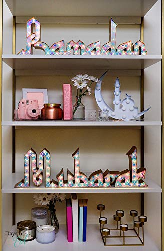 Marquee Signs Package – Eid Mubarak, Ramadan, and Mubarak Designs | Battery & USB Operated with Timer | Ramadan Eid Decorations for Home | Ramadan Mubarak Decor