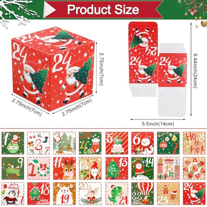 ONESING 24 Pcs DIY Christmas Advent Calendar Boxes for 2025, 24 Days Countdown Calendar Gift for Adults and Kids Christmas Cardboard Number Boxes Make & Fill Your Own Advent Calendar Boxes - color: Style-D