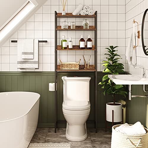 MAHANCRIS Over The Toilet Storage Rack and 55-75 Gallon Fish Tank Stand Bundle, 4 Tier Bathroom Organizer Over Toilet, Heavy Duty Reptile Terrarium Tank Stand, TSHR0401Z-FTHR55E01
