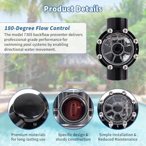 7305 Check Valve Compatible with Ground Pool, Tub & Spa System 180-Dgree Straight Through Flow Fit for Spas Replacement for Jand y Check Valve 2 inch to 2 1/2 Inch