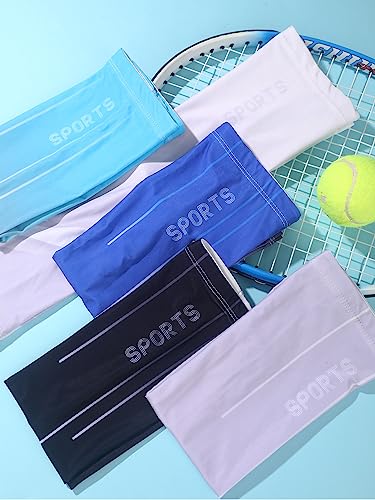 Tisancy 10 Pairs Sun Protection UV Arm Sleeves Cooling Anti Slip Compression Sleeves Sports Polyester Cycling Covers - size: Medium, style: Plain Style