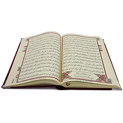 Modefa Islamic Turkish Holy Quran in Arabic with Keepsake Velvet Gift Case & Prayer Beads (Red #418) - color: Red #418