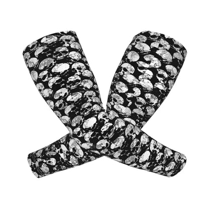 Arm Sleeves Outdoor Garden Sports Cooling Sun Sleeve for Women Men Farm - color: Black White Skull