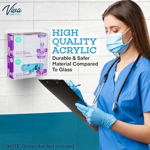 AdirMed VivaEssentials Double Glove Box Holder, Wall Mount or Free Standing Clear Acrylic Glove Holder - color: Clear, style: Double Box Capacity