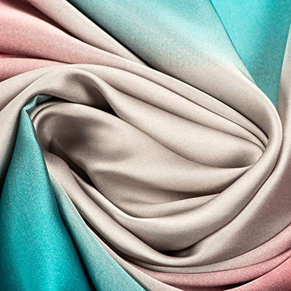 RIIQIICHY Head Scarf for Women Like Silk Satin Scarf for Hair Wrapping at Night Bandana Square Scarf for Sleeping 35 Inch - color: Darkturquoise/Grapefruit/ Linen/ Dimgray
