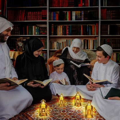 Venforze 12pcs Gold Ramadan Lantern Lights, Ramadan Decorations, Mini EID Mubarak Candle Lanterns，Ramadan Decorations for Home, Table, wall رمضان للزينة ومصباح رمضان للزينة