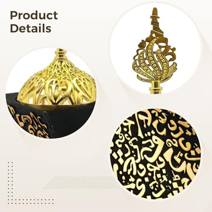 Frankincense Resin Incense Burner, 8.7 Inch Black and Golden Bakhoor Burner, Unique Rotating Shape Charcoal Incense Burner for Aromatherapy, Yoga, Spa, Meditation, Office Home Decor