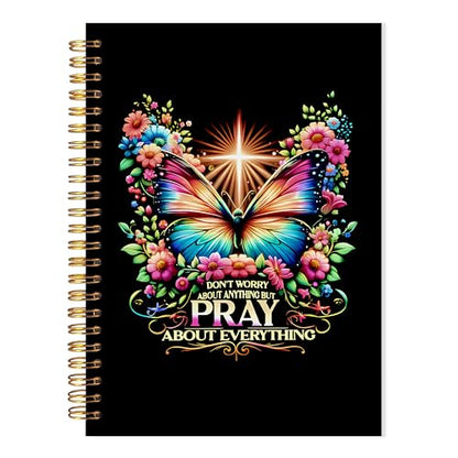Butterfly Christian Notebook, Inspirational Bible Verse Journal for Women, Pray About Everything Religious Scripture Spiral Notebook, Prayer Journal for Woman, 5.5x8.3 - color: bt14