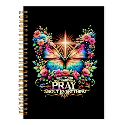 Butterfly Christian Notebook, Inspirational Bible Verse Journal for Women, Pray About Everything Religious Scripture Spiral Notebook, Prayer Journal for Woman, 5.5x8.3 - color: bt14