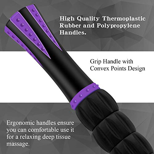 Muscle Roller Massage Roller Stick- Deep Tissue Fascia Blaster for Myofascial Pain Relief, Lymphatic Drainage & Body Sculpting, Handheld Physical Therapy & Recovery Tool (Purple Black-18 inch) - color: Purple Black
