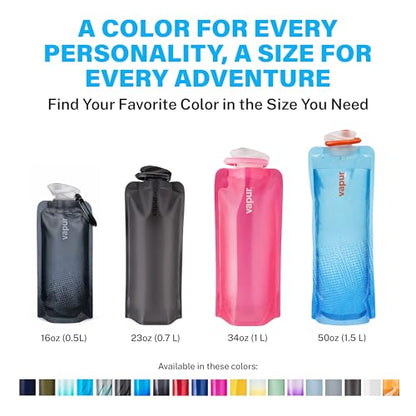 Vapur Collapsible Water Bottle with Carabiner - 23oz (0.7L) - Blackout - color: Blackout